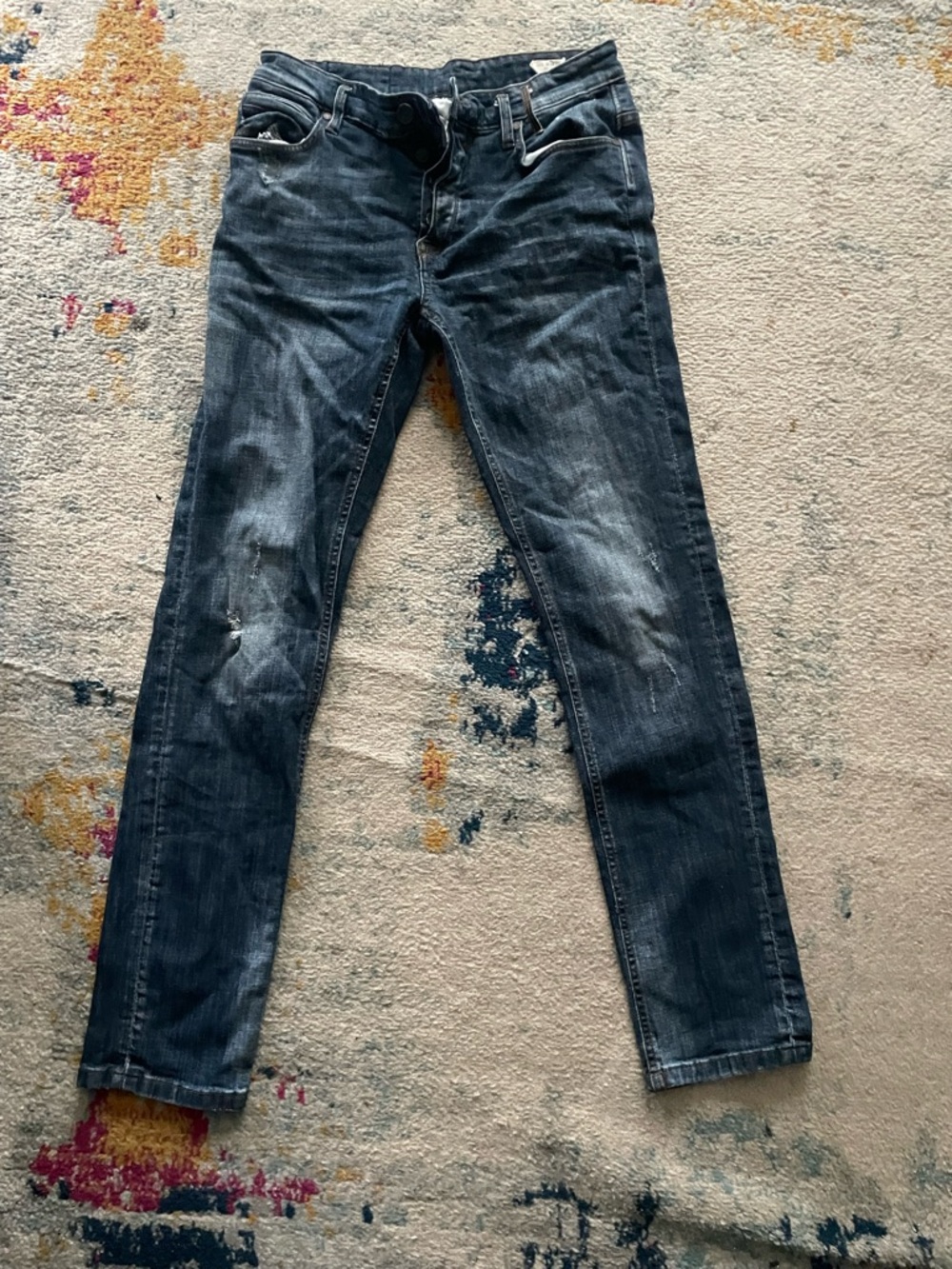 Slim Fit Men's Washed Black-Blue Skinny Jeans